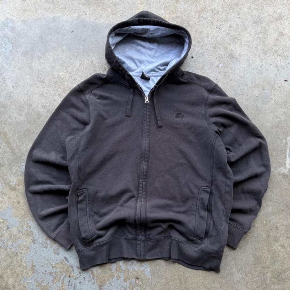 Y2K Black Starter Zip Up Hoodie size M